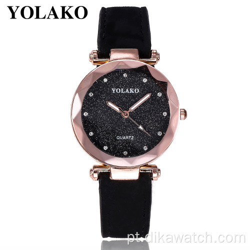 Relógios femininos da moda com pulseira de couro de quartzo de design mais recente YOLAKO para mulheres, relógios casuais femininos com mostrador fosco